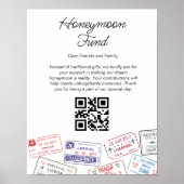 Honeymoon Fund Wedding Registry Qr Code Passport Poster (Vorne)