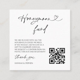 Honeymoon Fund Wedding Request Enclosure QR Card Quadratische Visitenkarte