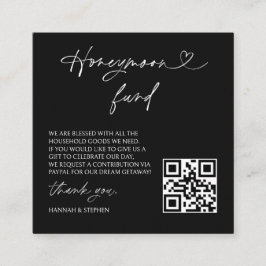 Honeymoon Fund Wedding Request Enclosure QR Card Quadratische Visitenkarte