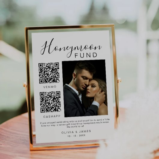 Honeymoon Fund Wedding Sign Foto QR Code Einladung