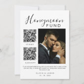 Honeymoon Fund Wedding Sign Foto QR Code Einladung (Vorderseite)