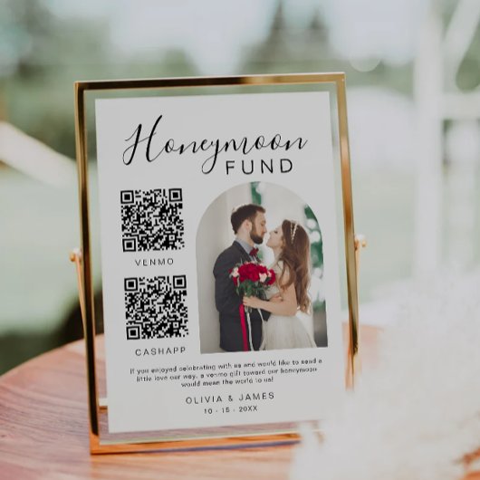 Honeymoon Fund Wedding Sign QR Code Venmo & Cash Einladung