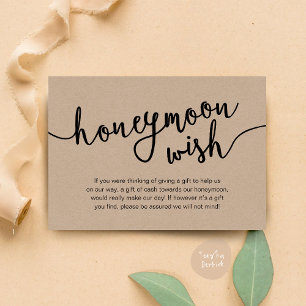 Honeymoon Fund Wish Cash, Moderne rustikale Hochze Begleitkarte