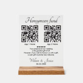 Honeymoon Fund With 2 QR Code Acrylschild (Vorderseite)