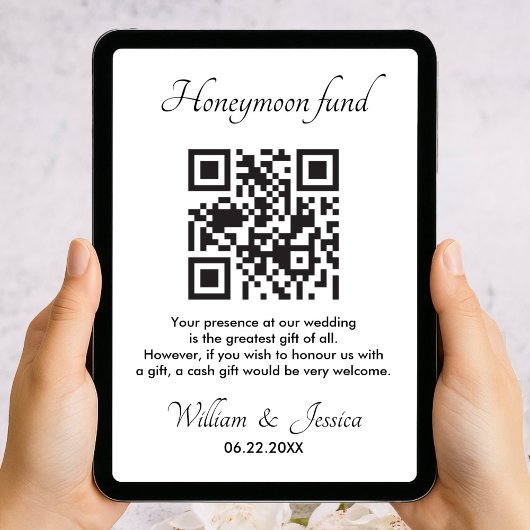 Honeymoon Fund With QR Code Enclosure Card Karte