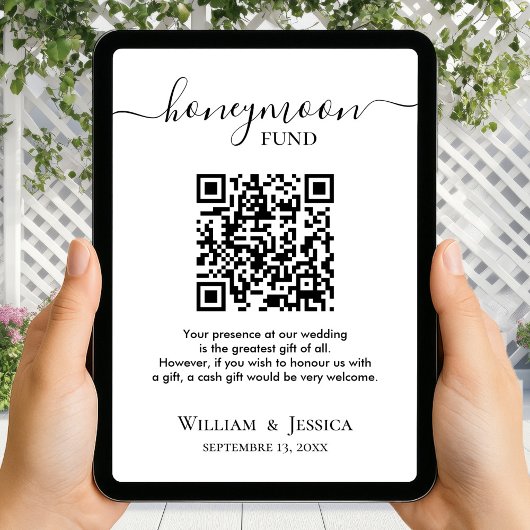 Honeymoon Fund With QR Code Karte