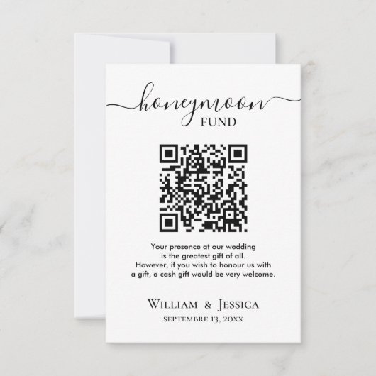 Honeymoon Fund With QR Code Karte (Vorderseite)