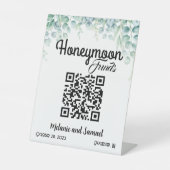 Honeymoon Funds QR Code Eucalyptus Wedding Sockelschild (Vorderseite)