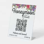 Honeymoon Funds QR Code Floral Wedding Sockelschild (Vorderseite)