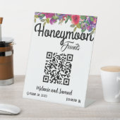 Honeymoon Funds QR Code Floral Wedding Sockelschild (In SItu)