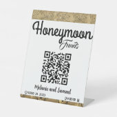 Honeymoon Funds QR Code Wedding Pedestal Sign Sockelschild (Vorderseite)