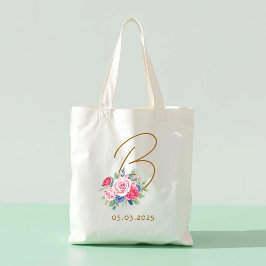 Honeymoon gift, Elegant floral bag with initial Tragetasche