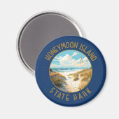 Honeymoon Island Staat Park Retro Not leidend Magnet (Vorderseite/Rückseite)