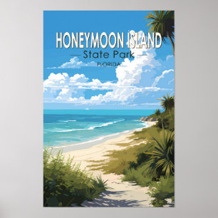 Honeymoon Island State Park Florida Reise Vintage Poster