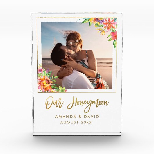 Honeymoon Keepsake Newlyweds Bride Gift Memories Fotoblock (Vorderseite)