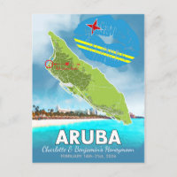 Honeymoon Vacation Erinnerungen Aruba Insel Karte