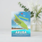 Honeymoon Vacation Erinnerungen Aruba Insel Karte (Stehend Vorderseite)