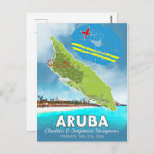 Honeymoon Vacation Erinnerungen Aruba Insel Karte (Vorne/Hinten)