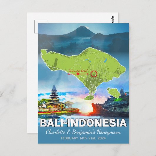 Honeymoon Vacation Erinnerungen - Bali Indonesia K Postkarte (Vorne/Hinten)