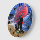 Honeymoon Valentine couple Große Wanduhr (Winkel)