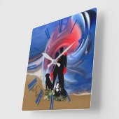 Honeymoon Valentine couple Quadratische Wanduhr (Winkel)