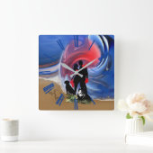 Honeymoon Valentine couple Quadratische Wanduhr (Zuhause)