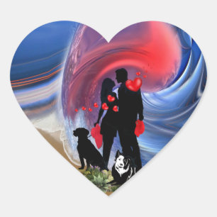 Honeymoon Valentine Herz-Aufkleber