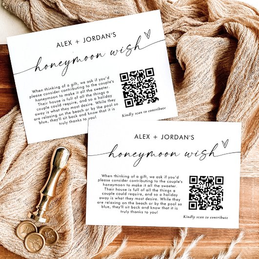 Honeymoon Wish Card | QR Code Honeymoon Fund Dankeskarte