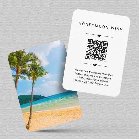 Honeymoon Wish / Fund Card w QR Code einfügen Begleitkarte