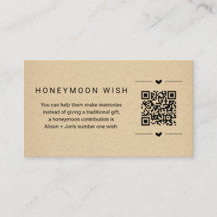 Honeymoon Wish / Fund Card w QR Code einfügen Begleitkarte