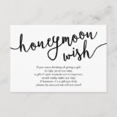 Honeymoon Wish Fund Cash, Moderne rustikale Hochze Begleitkarte (Vorderseite)