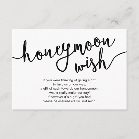 Honeymoon Wish Fund Cash, Moderne rustikale Hochze Begleitkarte (Vorderseite)