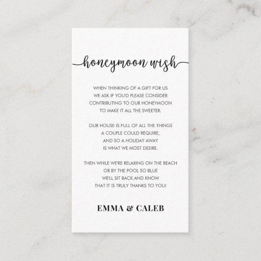 Honeymoon Wish Fund Enclosure Card Begleitkarte (Vorderseite)