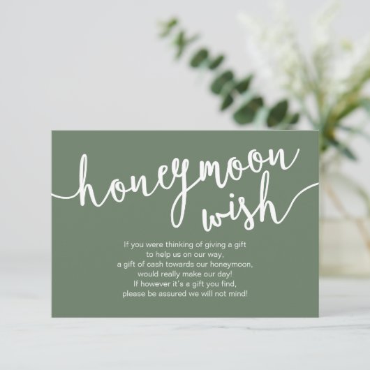 Honeymoon Wish Fund, Sage Green Begleitkarte (Stehend Vorderseite)