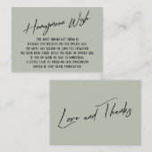 Honeymoon Wish Modern Handwriting Sage Green Begleitkarte (Vorne/Hinten)