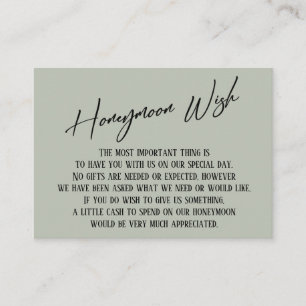 Honeymoon Wish Modern Handwriting Sage Green Begleitkarte