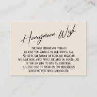 Honeymoon Wish Modern Handwriting Simple Cream