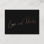 Honeymoon Wish Modern Rose Gold Handwriting Begleitkarte (Rückseite)