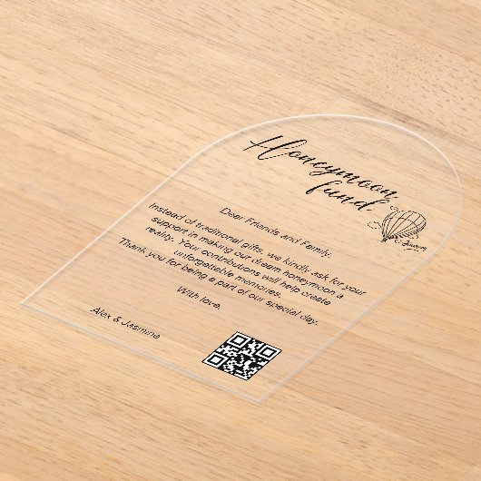 Honeymoon Wish Qr Code Reisefonds Anforderung Gesc Acryleinladungen (Ablage )