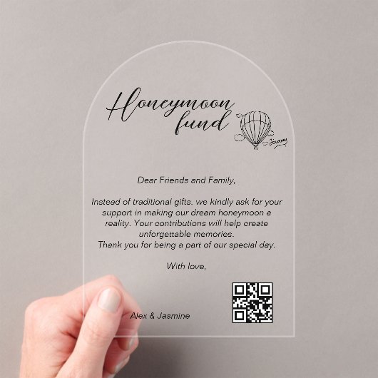 Honeymoon Wish Qr Code Reisefonds Anforderung Gesc Acryleinladungen (Insitu (Handheld))