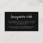Honeymoon Wish | QR Code Wedding Registry Black En Begleitkarte (Vorderseite)