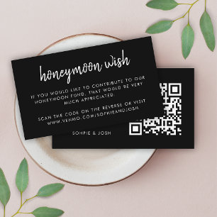 Honeymoon Wish   QR Code Wedding Registry Black En Begleitkarte