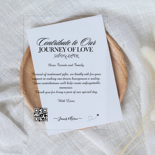 Honeymoon Wish Registry Qr Code Wedding Gift Acryleinladungen
