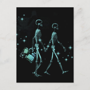 Honeymoon X-Ray Skeleton Newlyweds - Aquamarin Postkarte