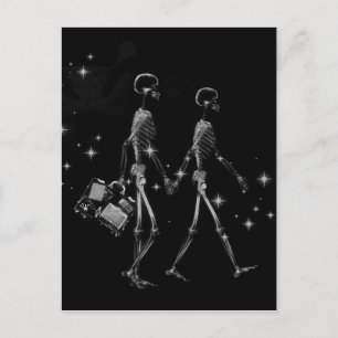 Honeymoon X-Ray Skeleton Newlyweds - B&W Postkarte