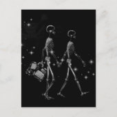 Honeymoon X-Ray Skeleton Newlyweds - B&W Postkarte (Vorderseite)