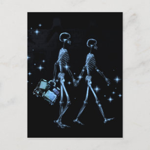 Honeymoon X-Ray Skeleton Newlyweds - Blue Postkarte