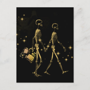 Honeymoon X-Ray Skeleton Newlyweds - Gelb Postkarte