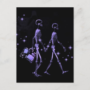 Honeymoon X-Ray Skeleton Newlyweds - Lila Postkarte