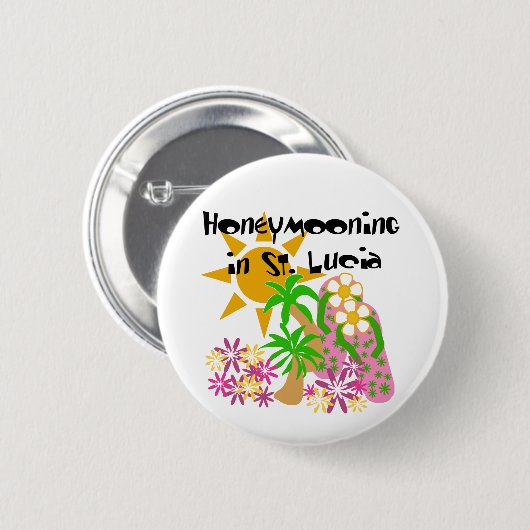 Honeymooning in St Lucia Button (Vorne & Hinten)